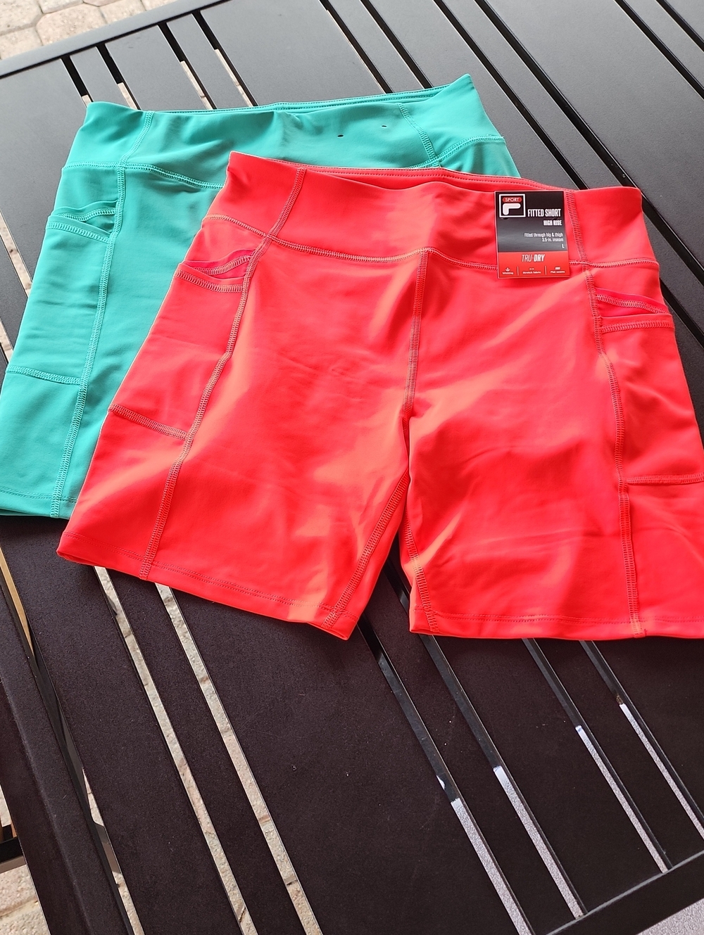 Fila Women's Vivid Punch and Teal Athletic Shorts Duo